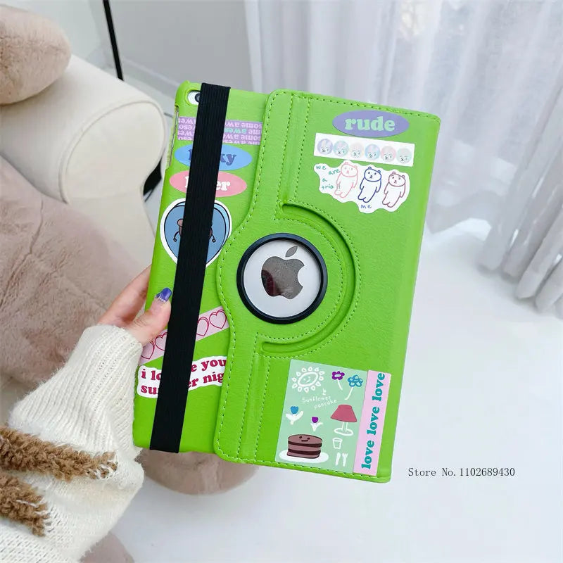 Case for iPad Pro 12.9 iPad Cover 2015/2017/2018/2020/2021/2022 360 Rotating Case iPad Pro 3rd 4th 5th Gen 11"inch Funda+Sticker