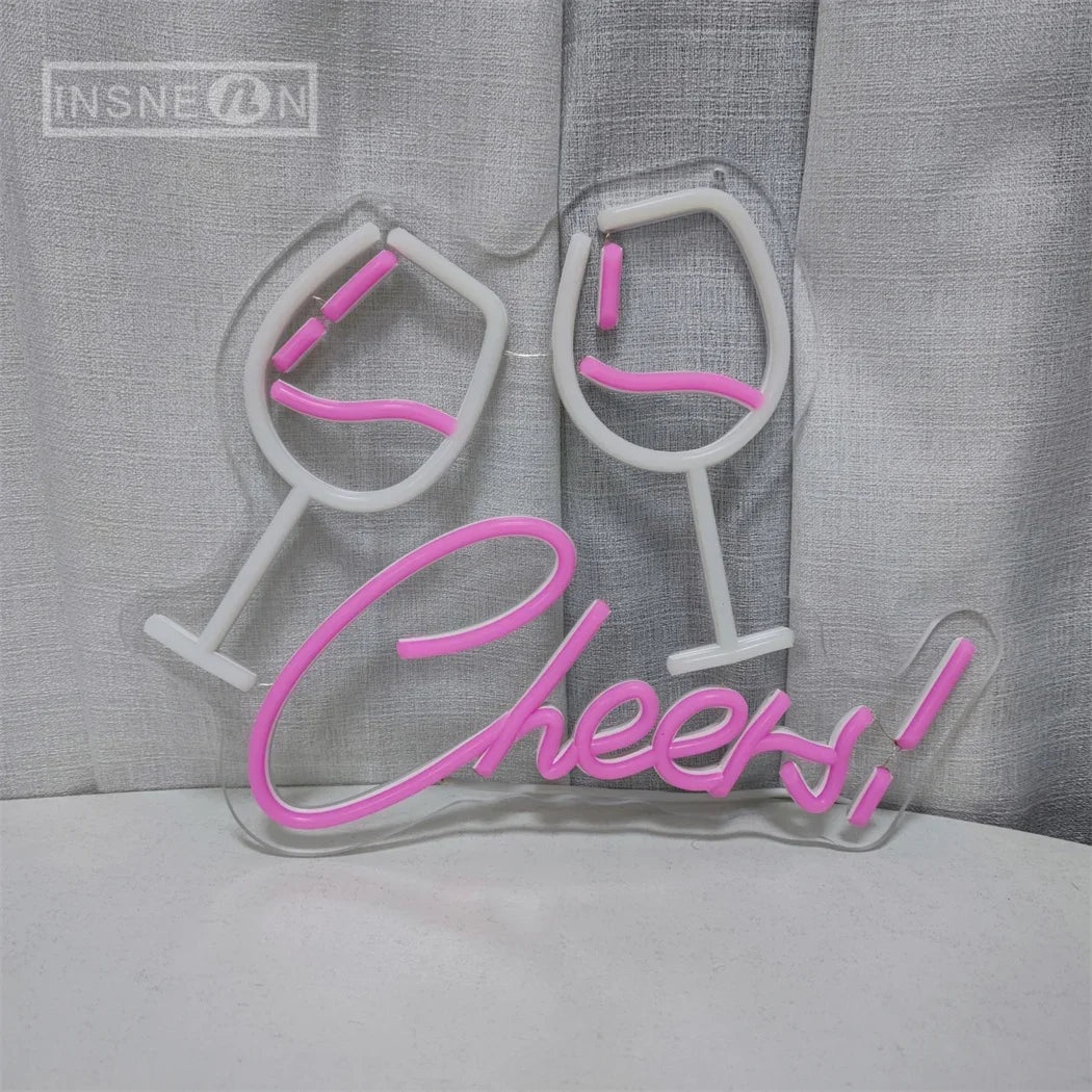Cheers Goblet Led Neon Sign Usb Powered Pink Wall Light For Beer Bars Clubs Caves Weddings Birthdays Neon Sign Lights Room Decor