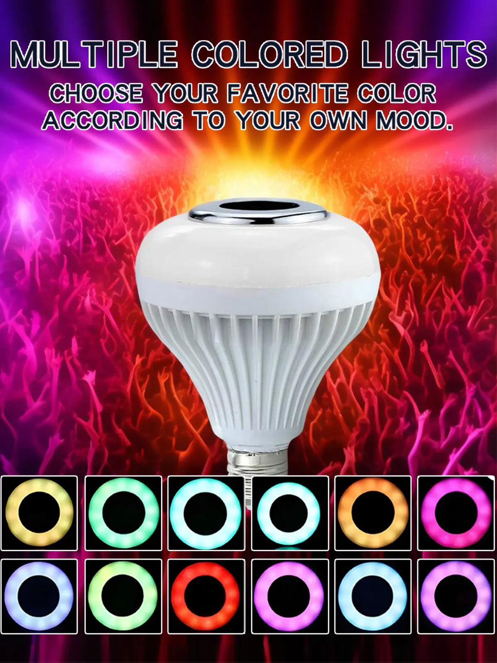 RGB Smart Bluetooth Speaker Music Bulb Colorful Stage Light Bulb With Remote Control E27  Led Dimmable Bulb For Home Party