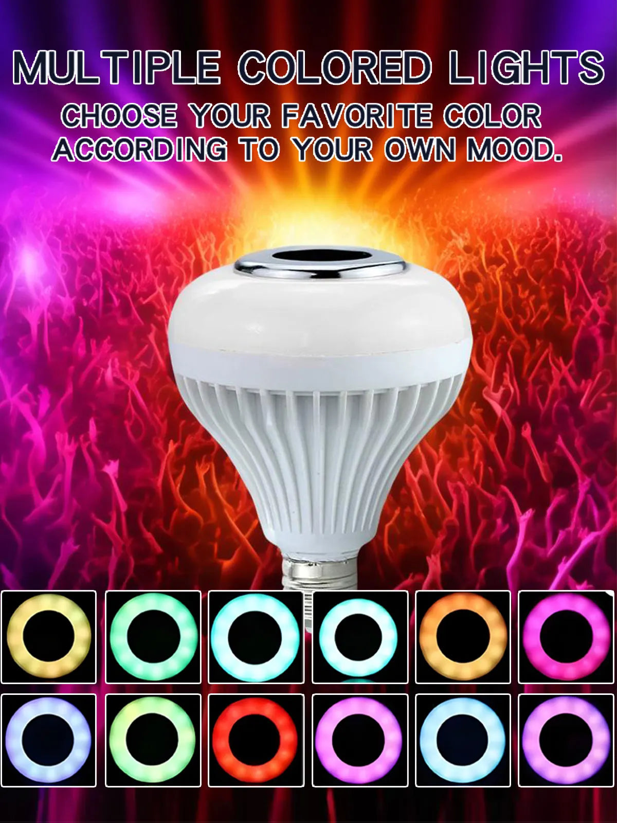 RGB Smart Bluetooth Speaker Music Bulb Colorful Stage Light Bulb With Remote Control E27  Led Dimmable Bulb For Home Party