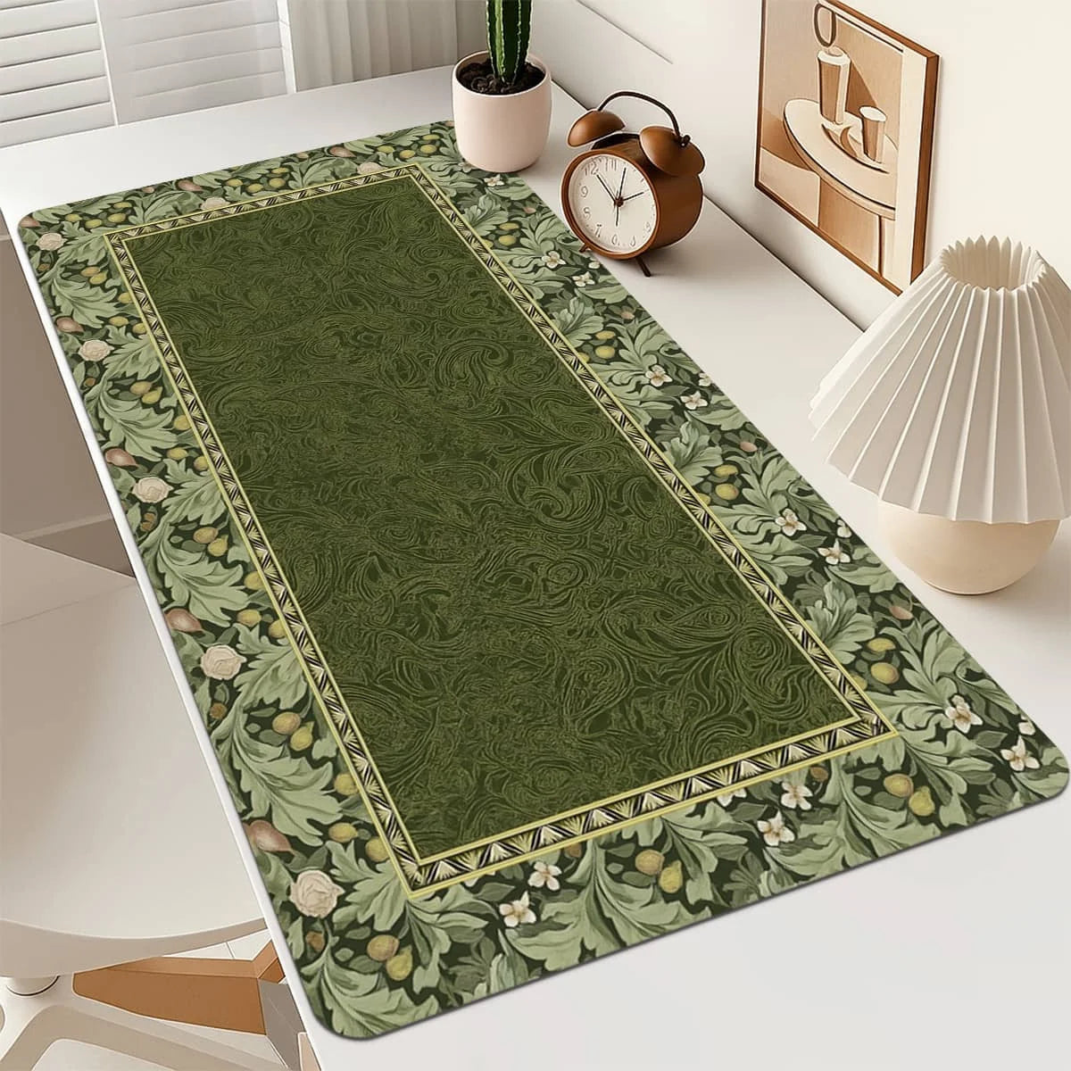 European Vintage Floral Mouse Pad-Non-Slip Bottom, Dust-proof, Smooth Surface Table Protector for Home Office Gaming, Study Desk