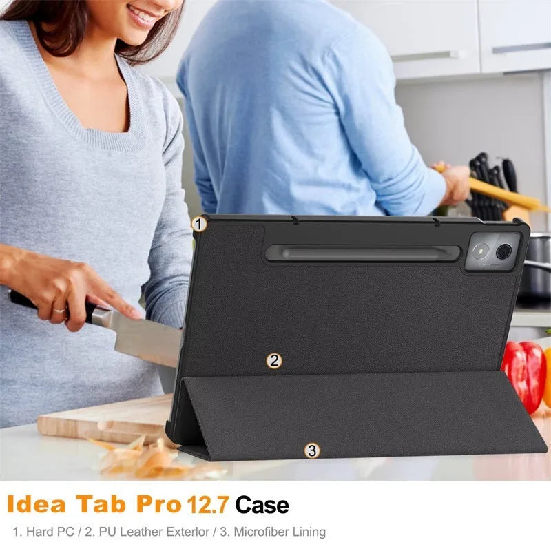 For Lenovo Idea Tab Pro 12.7 12 7 Inch 2025 Smart Case Magnetic Folding PU Leather Stand Funda TB375FC/TB373FU 12.7"Tablet Cover