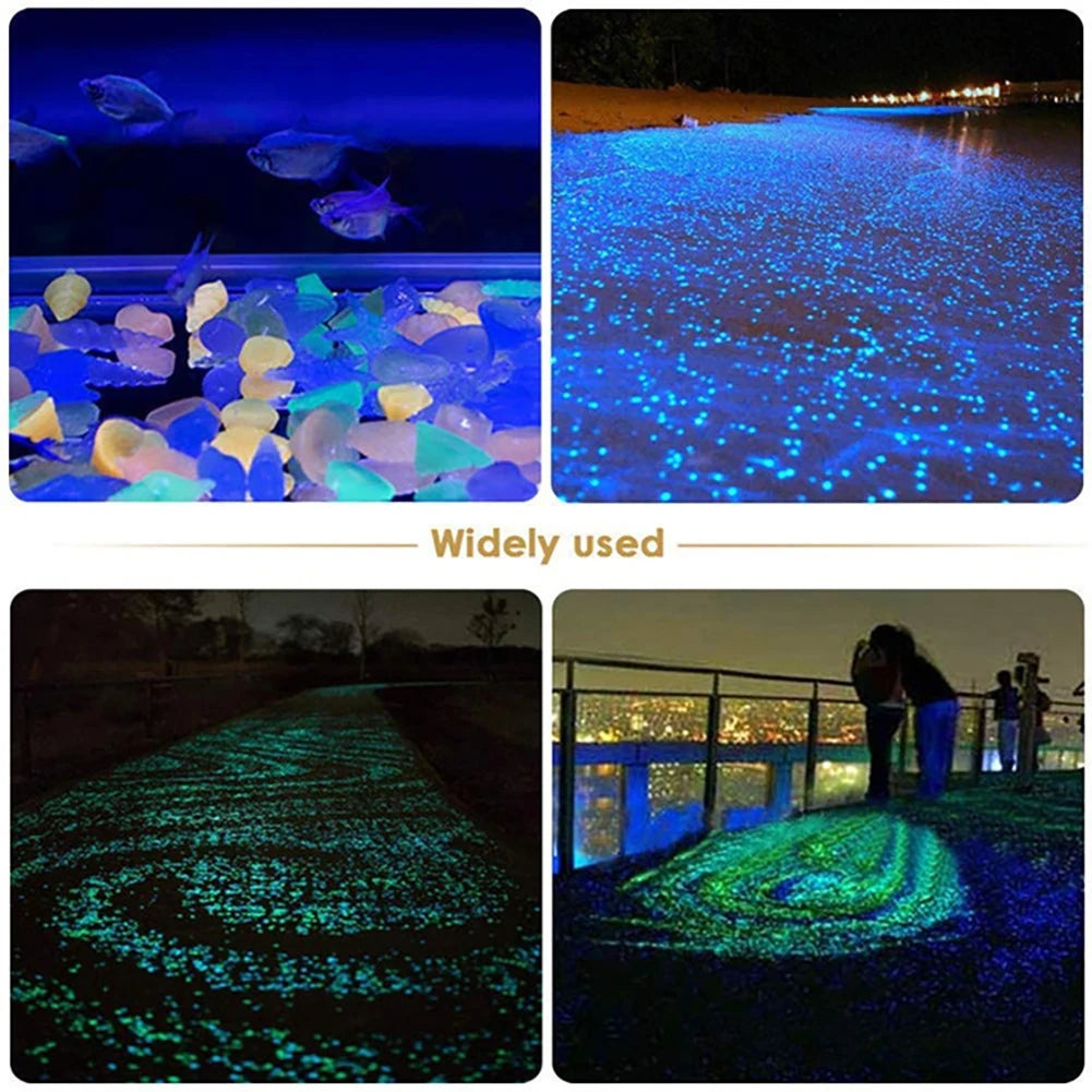 50Pcs Glow in the Dark Garden Pebbles For Sidewalk Garden Terrace Lawn Garden Patio Fish Tank Aquarium Decoration Glow Stone