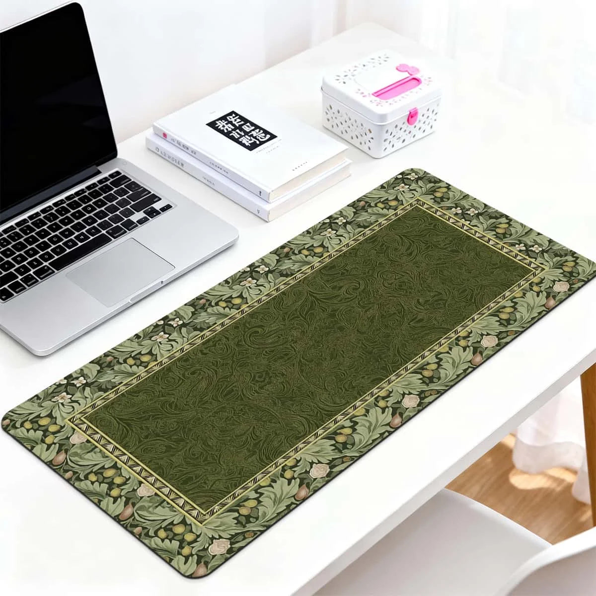 European Vintage Floral Mouse Pad-Non-Slip Bottom, Dust-proof, Smooth Surface Table Protector for Home Office Gaming, Study Desk