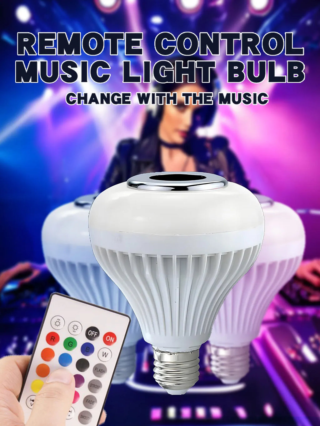 RGB Smart Bluetooth Speaker Music Bulb Colorful Stage Light Bulb With Remote Control E27  Led Dimmable Bulb For Home Party