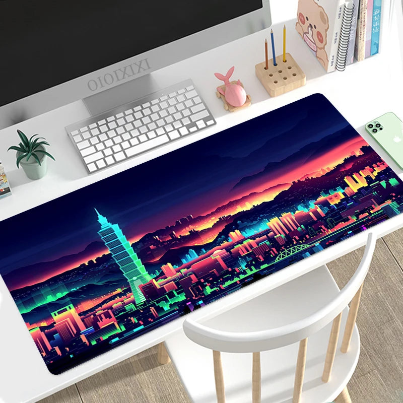City Neon Mouse Pad Gaming XL Large HD Home New Mousepad XXL MousePads Non-Slip Carpet Soft Laptop Mice Pad