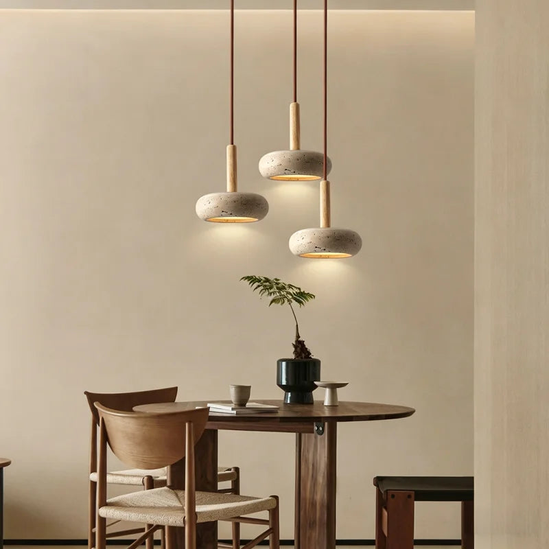 Hot Selling Pendant Lamps Wabi Sabi Circular Yellow Stone Commercial Home Decoration Restaurant Room LED Droplight