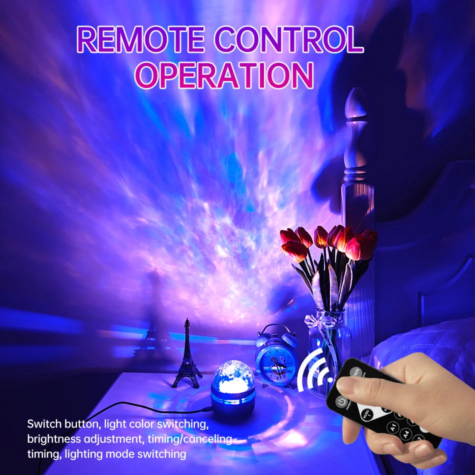 LED Night Lights Starry Sky LED Galaxy Projector USB Aurora Lamp 7-Mode Colorful Remote Control Room Party Decoration Kids Gifts