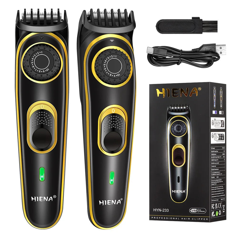 HIENA Electric Hair Clippers 10 Gear adjustable professional barber hair cutting machine Wet and Dry haircut Beard Trimmer Razor