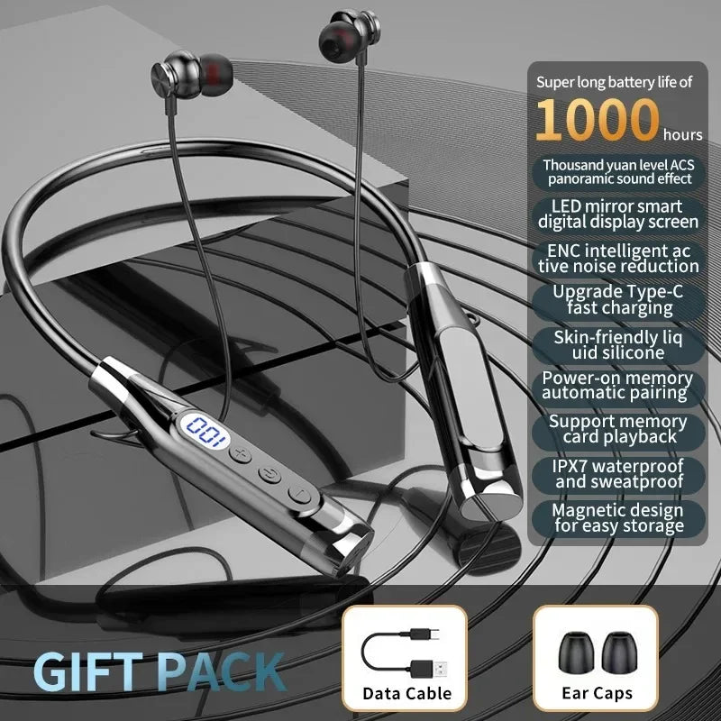 Wireless Headphones Neckband Bluetooth Earphone With Microphone  Long Battery Auriculares High Quality Headset Sport For TF Card