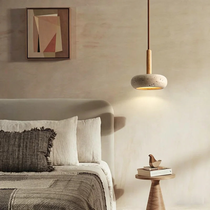 Hot Selling Pendant Lamps Wabi Sabi Circular Yellow Stone Commercial Home Decoration Restaurant Room LED Droplight