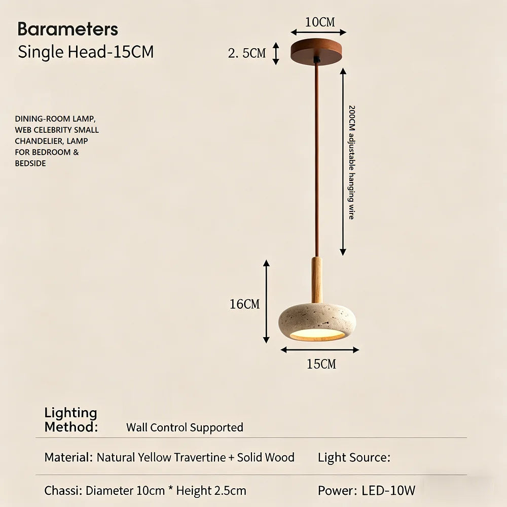 Hot Selling Pendant Lamps Wabi Sabi Circular Yellow Stone Commercial Home Decoration Restaurant Room LED Droplight