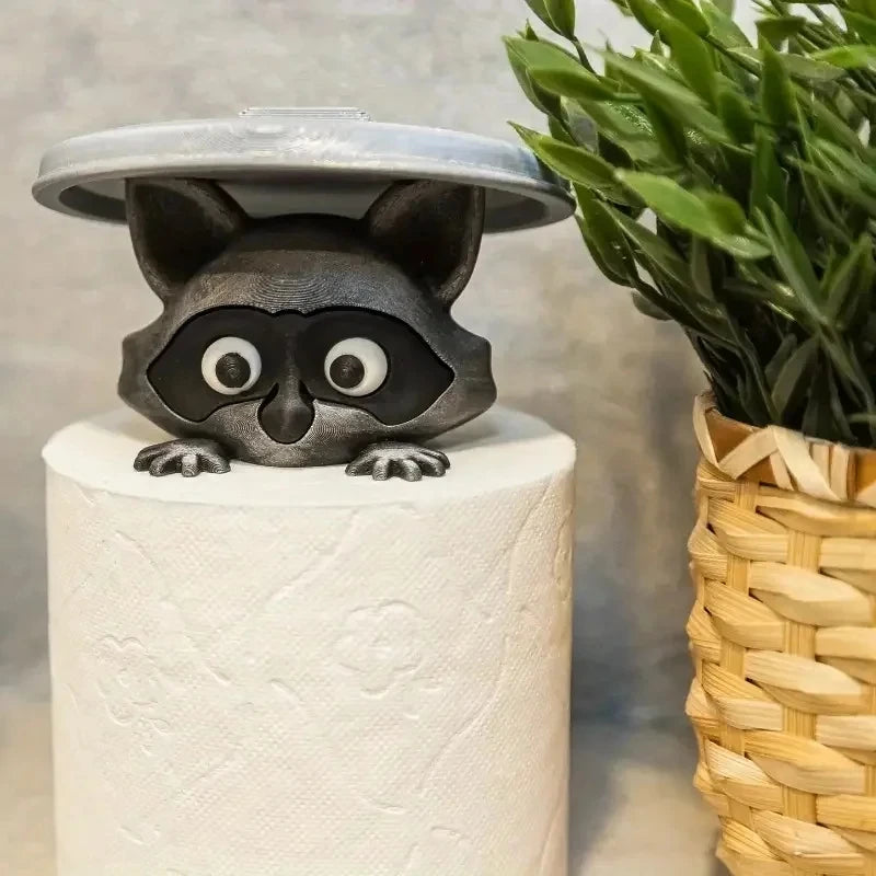 Cute Raccoon Dog Sheep Toilet Paper Holder Playful Bathroom Decor With Trash Can Lid Cover Unique Gift Idea Funny Home Accessory