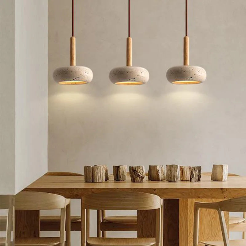 Hot Selling Pendant Lamps Wabi Sabi Circular Yellow Stone Commercial Home Decoration Restaurant Room LED Droplight