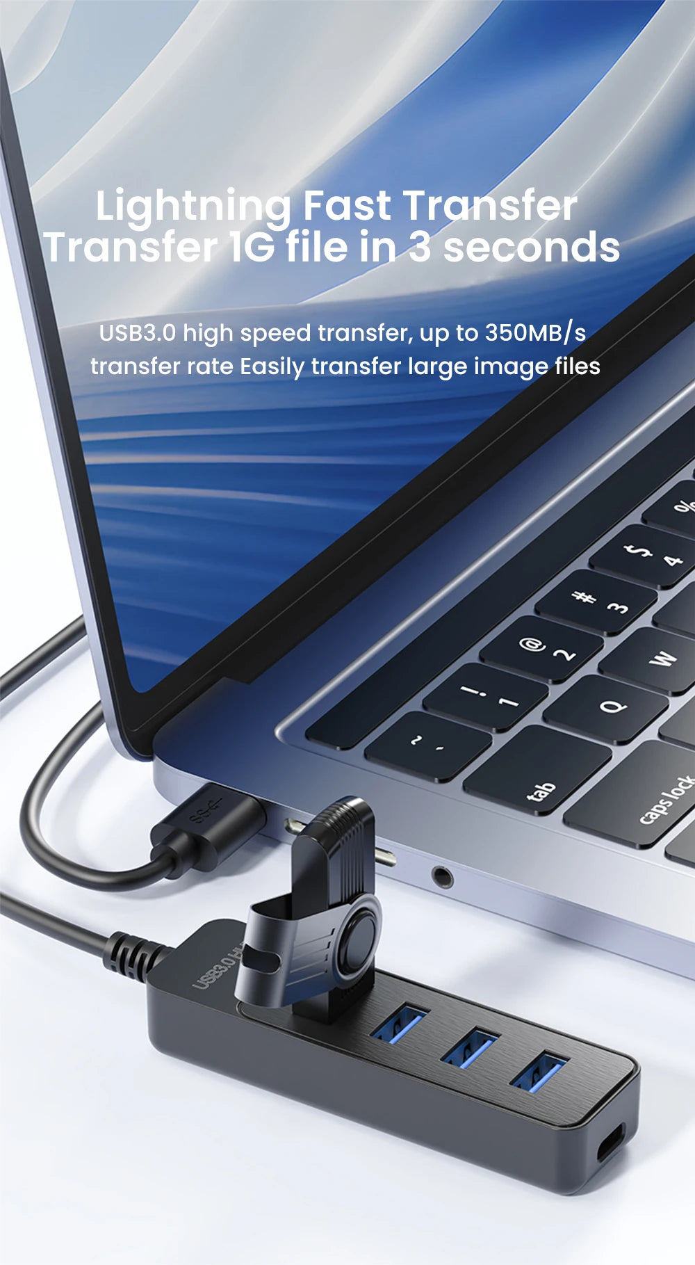 USB 3.0 HUB 4 Port Multi USB 3.0 Splitter Hub With USB C Charging Port Power Adapter Multiple Type C Expander Dock For Laptop PC