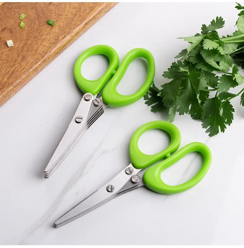 Multipurpose Cutting Shears with Stainless Steel 3/5 Layer Herb Stripper Kitchen Scissors Pepper Herb Scissors Shredded Chopped