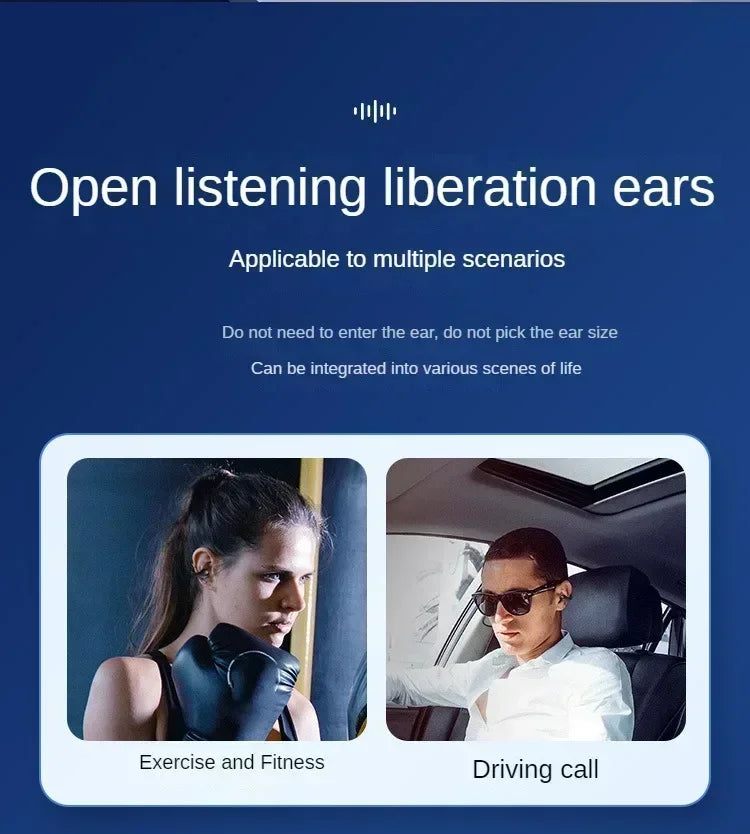 T75 Wireless Bluetooth 5.3 Bone Conduction Headphones Clip Ear Music Noise Canceling Headset HD Call Sports Gaming Earphone
