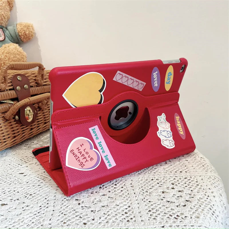Case for iPad Pro 12.9 iPad Cover 2015/2017/2018/2020/2021/2022 360 Rotating Case iPad Pro 3rd 4th 5th Gen 11"inch Funda+Sticker