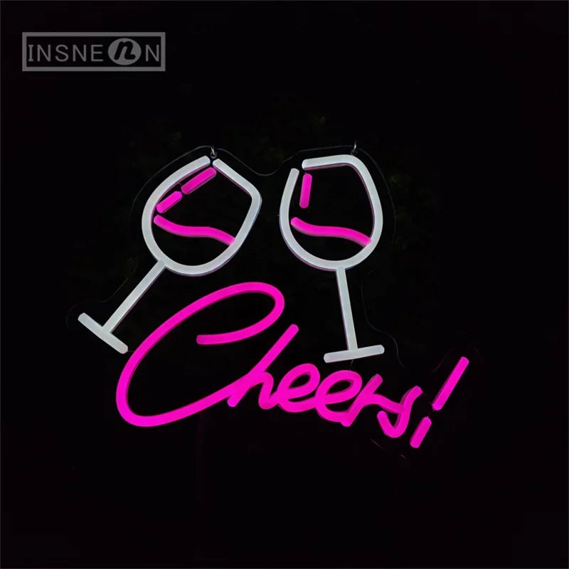 Cheers Goblet Led Neon Sign Usb Powered Pink Wall Light For Beer Bars Clubs Caves Weddings Birthdays Neon Sign Lights Room Decor