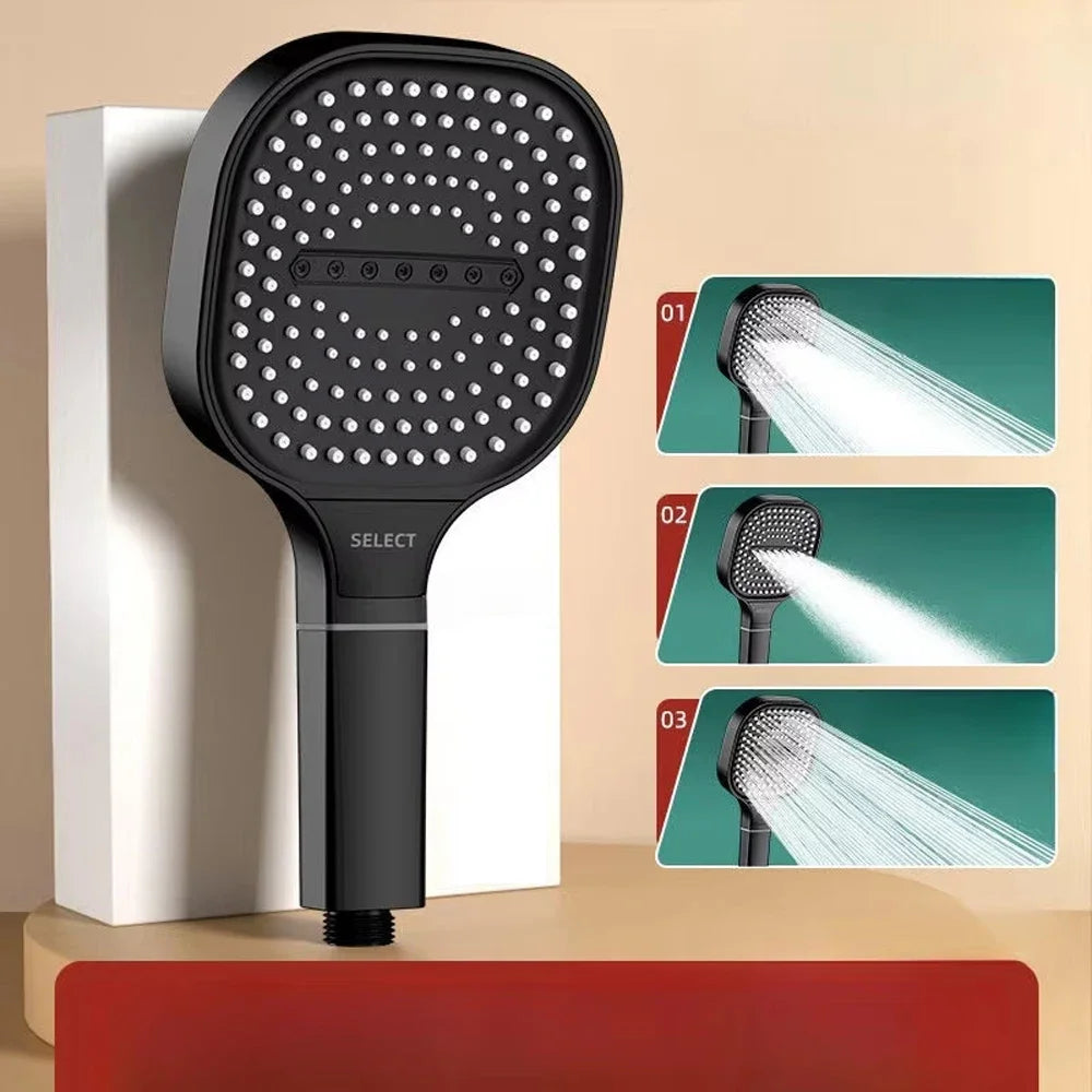 New 13cm Large Panel Shower Head Adjustable 3 Modes High Pressure Massage Shower Head Filter Element Bathroom Accessories