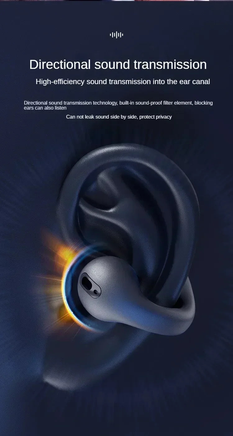 T75 Wireless Bluetooth 5.3 Bone Conduction Headphones Clip Ear Music Noise Canceling Headset HD Call Sports Gaming Earphone