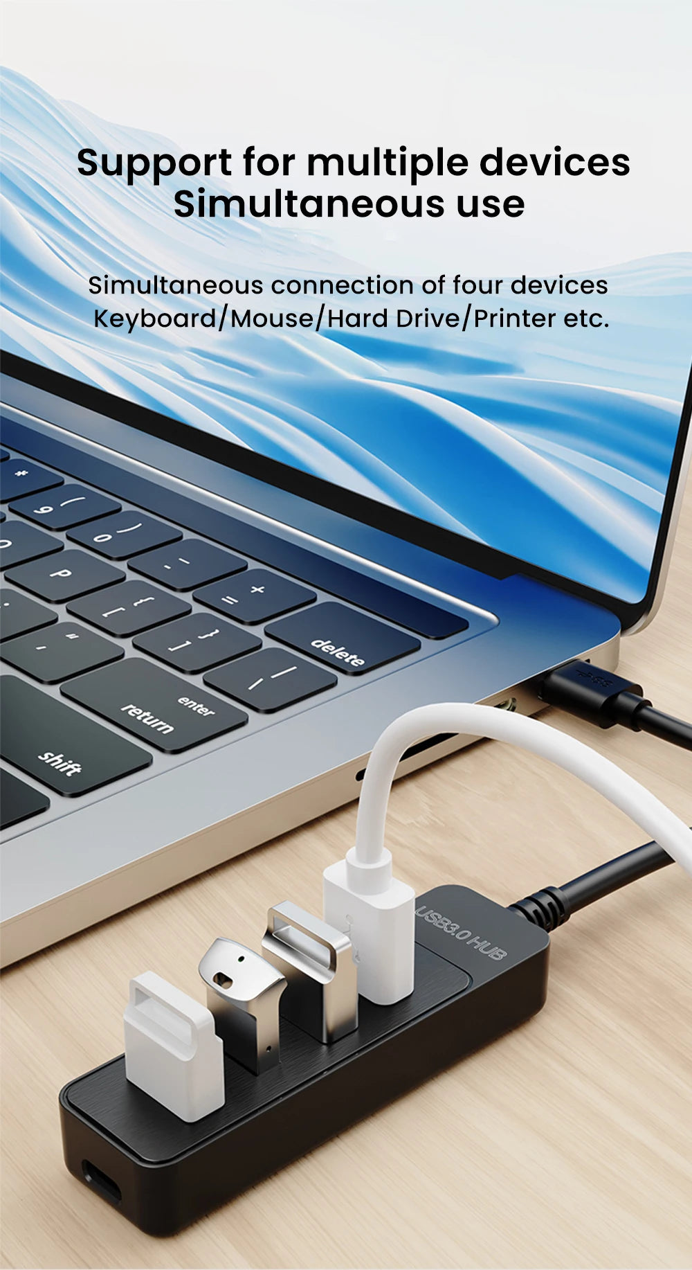 USB 3.0 HUB 4 Port Multi USB 3.0 Splitter Hub With USB C Charging Port Power Adapter Multiple Type C Expander Dock For Laptop PC