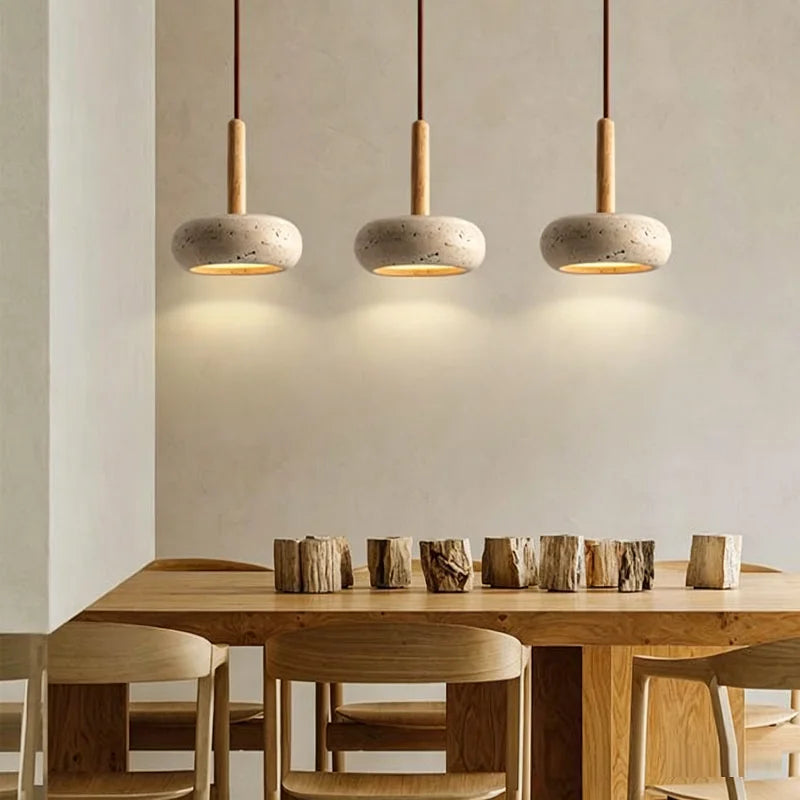 Hot Selling Pendant Lamps Wabi Sabi Circular Yellow Stone Commercial Home Decoration Restaurant Room LED Droplight