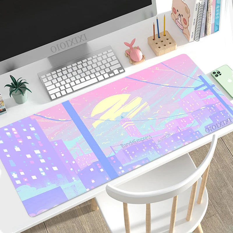 City Neon Mouse Pad Gaming XL Large HD Home New Mousepad XXL MousePads Non-Slip Carpet Soft Laptop Mice Pad