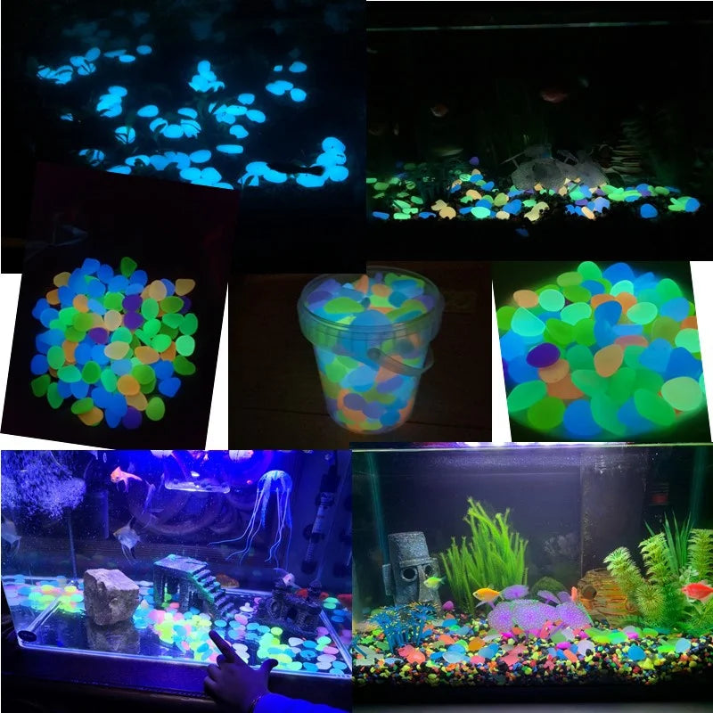 50Pcs Glow in the Dark Garden Pebbles For Sidewalk Garden Terrace Lawn Garden Patio Fish Tank Aquarium Decoration Glow Stone