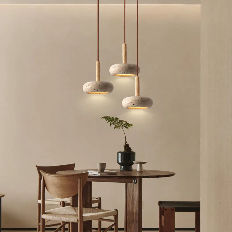 Hot Selling Pendant Lamps Wabi Sabi Circular Yellow Stone Commercial Home Decoration Restaurant Room LED Droplight