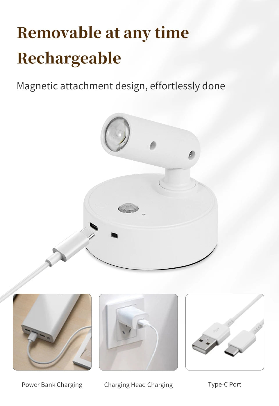 RGB Magnetic Wall Lamp Rotatable Spotlight 3Colors Touch Dimmable with Remote Control Rechargeable Motion Sensor LED Night Light